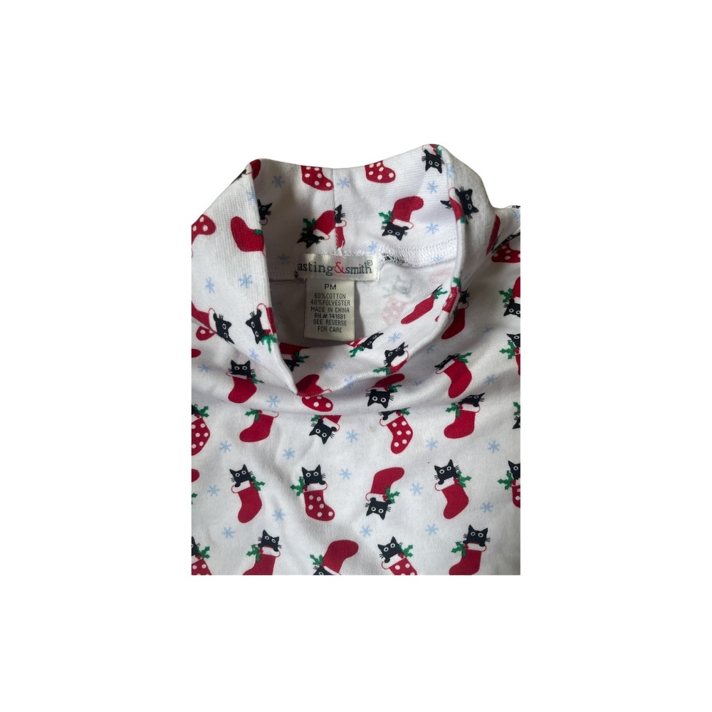 Casting & Smith Women's Christmas Holiday‎ Print Mock Neck Top Festive Fun - Picture 3 of 5